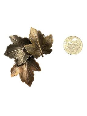 Vintage K&T Designer Mapleleaf Trio Brooch- Marked / Signed